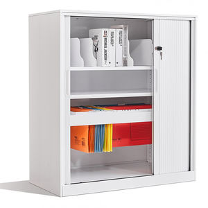 Meuble de bureau en acier à 2 volets roulants, porte à <span class=keywords><strong>Tambour</strong></span> roulant suspendu en métal, classeur avec boîte de jardinière, armoire en métal, nouveauté - Product Image 2
