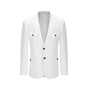优雅的白色单排双扣套装时尚两件套休闲商务经典西装外套羊毛外套冬季夹克男士婚礼