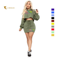 Printemps été mode vêtements de rue pour dames vêtements personnalisés sweats à capuche courts jupes ensembles haute qualité coton femmes survêtements