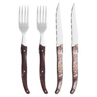 Couteau à steak dentelé de 4 pouces avec lame en acier inoxydable et manche en résine rose Matériau métallique