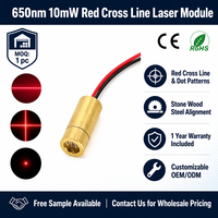 Module laser à ligne croisée rouge CE RoHS Diode 650nm 10mW, garantie 1 an, pour la découpe, l'alignement et le positionnement de pierre, bois et acier