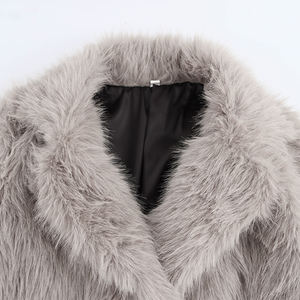 Abrigo largo de piel sintética de color sólido, abrigo de invierno de poliéster para mujer, abrigos de piel sintética de manga larga para mujer - Product Image 2