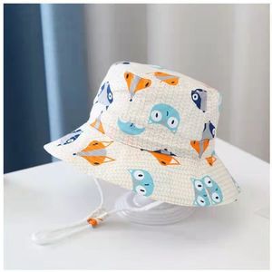 Bán buôn tùy chỉnh trẻ em có thể điều chỉnh in ấn Sun hat UV bảo vệ mùa hè xô hat với chuỗi trẻ em rộng vành hat - Product Image 6