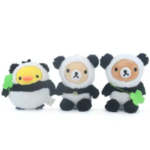 Venta al por mayor Rilakkuma peluche llavero juguetes Panda estilo travestismo serie animales de peluche juguetes dibujos animados peluche figura juguetes colgante