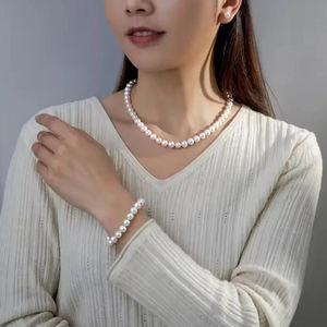 סט תכשיטים יוקרתי משלושה חלקים, עגילים, שרשרת וצמיד, עשוי מחרוזי זכוכית, אלגנטי ורב-תכליתי, מתאים לדייטים, מתנה לחברים הכי טובים. - Product Image 3