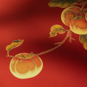 Dipinto in Ottone con Cachi, Colorazione ad Alta Temperatura, Arte Murale Zen Retrò in Cornice di Legno Massello, Decorazione Vintage Diretta dalla Fabbrica - Product Image 5