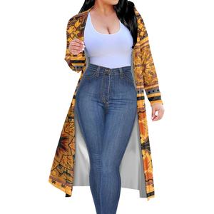 Cardigan a maniche lunghe <span class=keywords><strong>donna</strong></span> africano Vintage <span class=keywords><strong>motivi</strong></span> tribali fiore geometrico Cardigan lungo personalizzato cappotto da <span class=keywords><strong>donna</strong></span> di lusso di alta qualità - Product Image 1