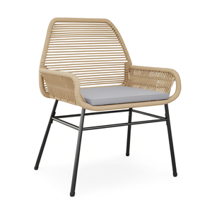 Pe Rattan Garden Chair Brown Steel Frame Outdoor Furniture Contemporary Design Weatherproof UV Resistant <b>Seating</b> - Product Image 1