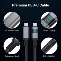 SChitec 100W Typ-C zu Typ-C Nylon-Umflochtenes USB-Kabel mit LED-Anzeige Aluminiumlegierung-Anschlusskabel für Laptop und Smartphone