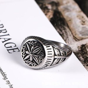 Men's <b>Titanium</b> Steel <b>Ring</b> Cross Pattern Ice Flower Design Fashion Jewelry Gift SA1048 - Product Image 3