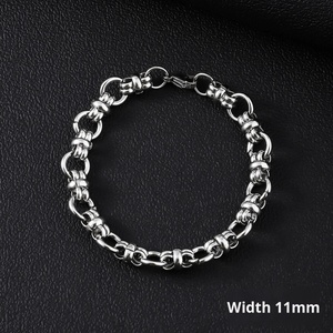Hot-Selling Stainless Steel Punk Bracelet Simple Domineering High-End Cuban Trendy Men's Jewelry Geometric Bangles for Gift - Product Image 5