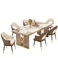 Ensemble de chaises de salle à manger en marbre de style italien, meubles de table de salon de haute qualité