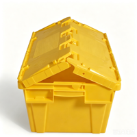 Conteneur en PP TSS-TBX avec couvercle attaché et parois latérales perforées, empilable et emboîtable, capacité de charge de 45 L, 30 kg, épaisseur de 2,5 mm, boîtes imprimées en soie