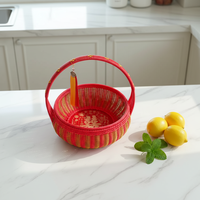 Panier de rangement coloré tissé à la main, panier ethnique Feng Shui pour fruits avec poignée, panier à fleurs, fournitures de Noël