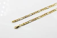 Bracelet en or véritable plaqué or, lien Figaro, 21*0.5cm, garantie 2 ans, qualité UK-REACH, BMZ 2026, unisexe, collier-bracelet