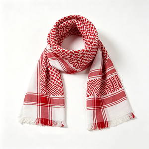 Keffiyeh Headwrap Traditional Arabic <b>Square</b> Scarf Vibrant Color Red White Checkered Shemagh for Daily Wear - Product Image 2