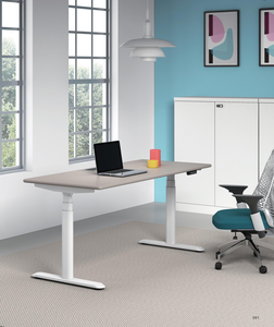 Bureau debout électrique moderne, modulaire, convertible, à double moteur, réglable en hauteur, avec pieds en métal - Mobilier de bureau ergonomique - Product Image 6