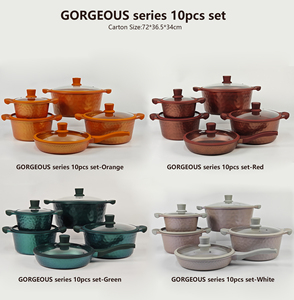 Ensemble de casseroles et poêles modernes et durables <span class=keywords><strong>en</strong></span> marbre, pierre de riz médicale, granit, métal, aluminium moulé sous pression, antiadhésif, <span class=keywords><strong>en</strong></span> céramique - Product Image 5