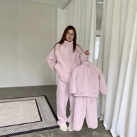 Nouvel ensemble de vêtements d'hiver thermiques en peluche, vêtements de détente unisexes, vêtements épais pour la maison et l'extérieur, pour femmes et filles