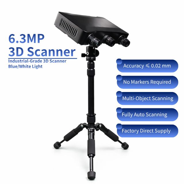 1-14 DLP 720P Structured Light 3D Scanner High Precision 0.02mm Wide Scan Range Blue/White Light Source