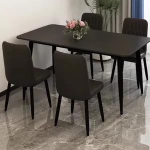 Mesa de comedor sencilla y moderna para el hogar, placa de mármol sólido, combinación de silla