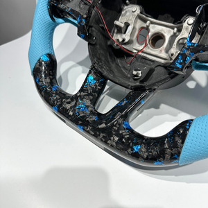 Volant en cuir bleu avec LED et fibre de carbone forgée pour <span class=keywords><strong>Dodge</strong></span> Charger Challenger SRT 2019 <span class=keywords><strong>2020</strong></span> 2021 2022 2023 - Product Image 3