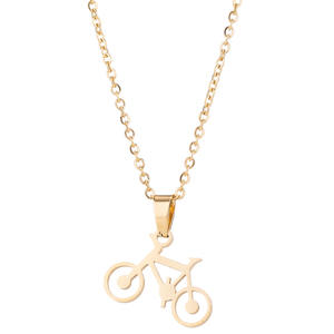 Ensemble de collier et de boucles d'oreilles en acier inoxydable plaqué or 18 carats, style vélo, pendentif de vélo, sport - Product Image 6