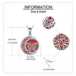 Girls Women Sister Fashion Jewelry 925 Sterling Silver Moon Butterfly Red Pendant Necklace