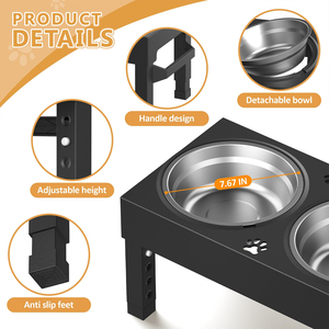 Factory Wholesale Elevated Stainless Steel Detachable Pet Bowl Portable <b>Cat</b> and Dog Feeding Bowl - Product Image 2