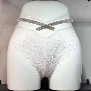 High Quality Foreign Trade Fashionable Sexy Women's Hot Pants Lace High Waisted Rhinestone <b>Elastic</b> Underwear Triangle Pants - Product Image 3