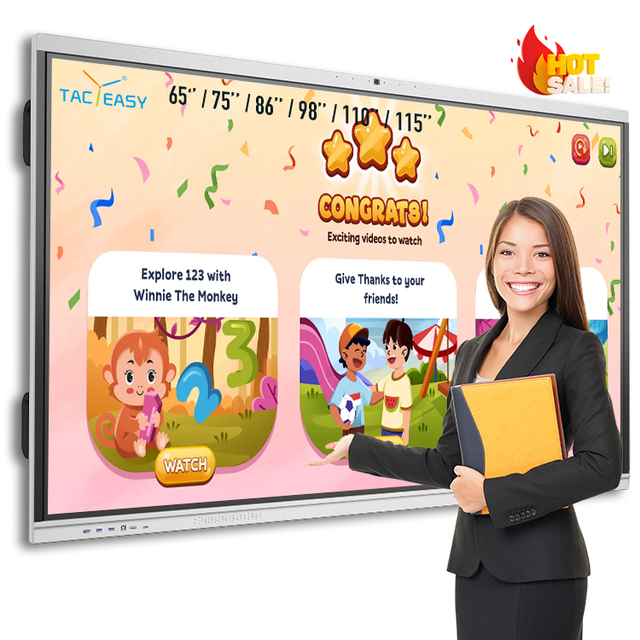 Large 4K Interactive TV 40-Point IR Touch Screen Monitor Whiteboard LED Display NFC Camera Android/Windows OS Schools Offices