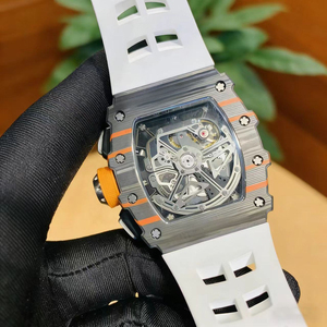 Men's Carbon Fiber Sports <b>Watch</b>, Orange Woven <b>Case</b>, Sapphire Crystal, Designer Style RM11-03, Wholesale - Product Image 4