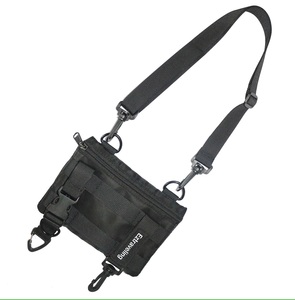 Harnais De Poitrine Tactique Noir Avec Pochettes - Gilet Porte-objets En Nylon - 26x19x4cm