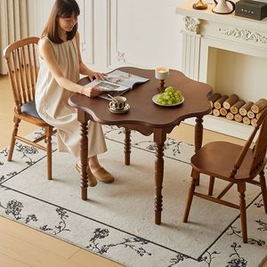 American Retro Vintage <strong>Dining</strong> Table with Four Bamboo Chairs French Style Solid Wood <strong>Small</strong> Household <strong>Dining</strong> <strong>Set</strong> - Product Image 6