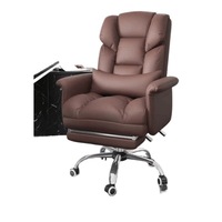 Chaise de bureau de direction à dossier haut en cuir PU avec inclinaison à 135° °   Fauteuil de direction ergonomique pivotant avec repose-pieds inclinable et rétractable, avec roulettes