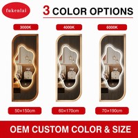 Miroir mural pleine longueur Fullkenlight Cloud Wavy Shape LED sans cadre avec rétroéclairage et capteur tactile, miroir de dressing mural pleine longueur