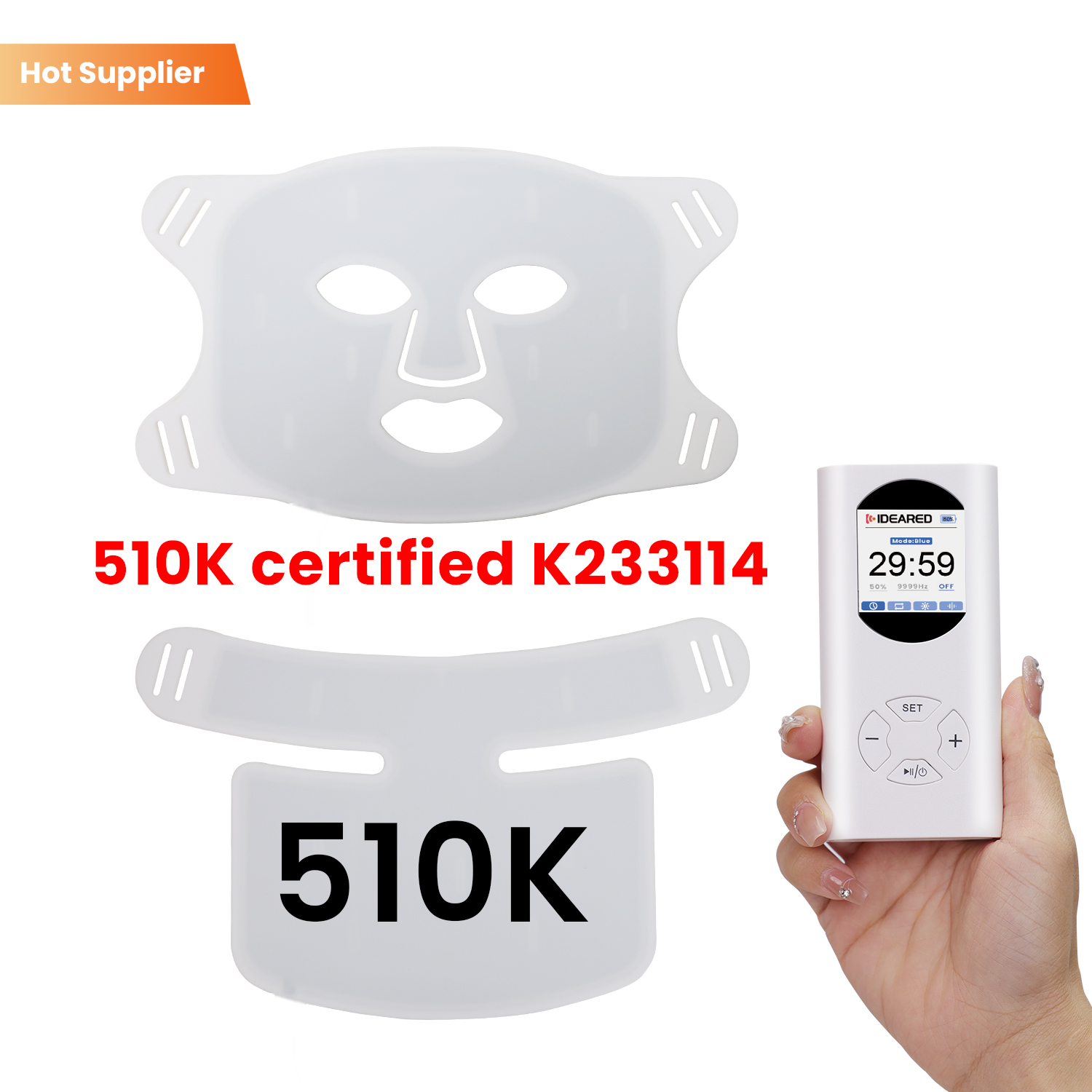 Medical Grade Wrinkle Treatment Face and Neck Infra Red Light Facial Mask Silicone Wireless Led Light Therapy Mask