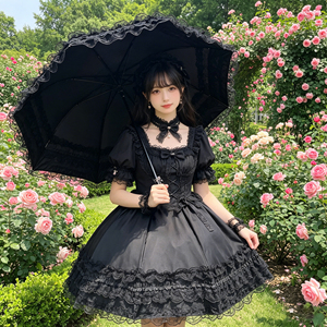 Parapluie Lolita Vintage en Dentelle, Parasol Imprimé Floral, Doublure Fleurie, Protection Solaire, Imperméable, Pliage Manuel, Gothique, Élégant, Cosplay, Mariage, Fête - Product Image 2