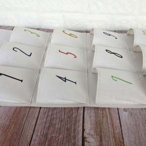 Sac de rangement suspendu numérique en coton et lin à 12 poches, à suspendre derrière les portes, sur les murs, organisateur de placard mural, sac de rangement à suspendre derrière la porte - Product Image 5