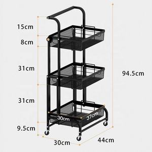 Carrito de Almacenamiento Plegable de 3 Niveles con Asa para Cocina, Organizador Móvil con Ruedas para Frutas y Verduras - Product Image 2