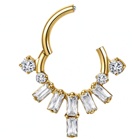 Anneau de piercing segmenté articulé en titane ASTM F136 plaqué or 18K 24K, pour oreilles et nez, bijoux de corps, vente chaude