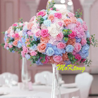 Centres de Table Rose Grande Boule De Fleur 60Cm 70Cm 80Cm Boule De Fleur Rose Chaude Topiaire Géant Soie Rose Boule De Fleur De Mariage