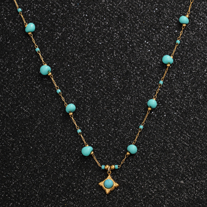 Collar Minimalista Geométrico de Acero Inoxidable con Turquesa, Chapado en Oro de 18K, Joyería con Cuentas de Piedra Natural, Regalo Romántico para Ella 2026 - Product Image 5