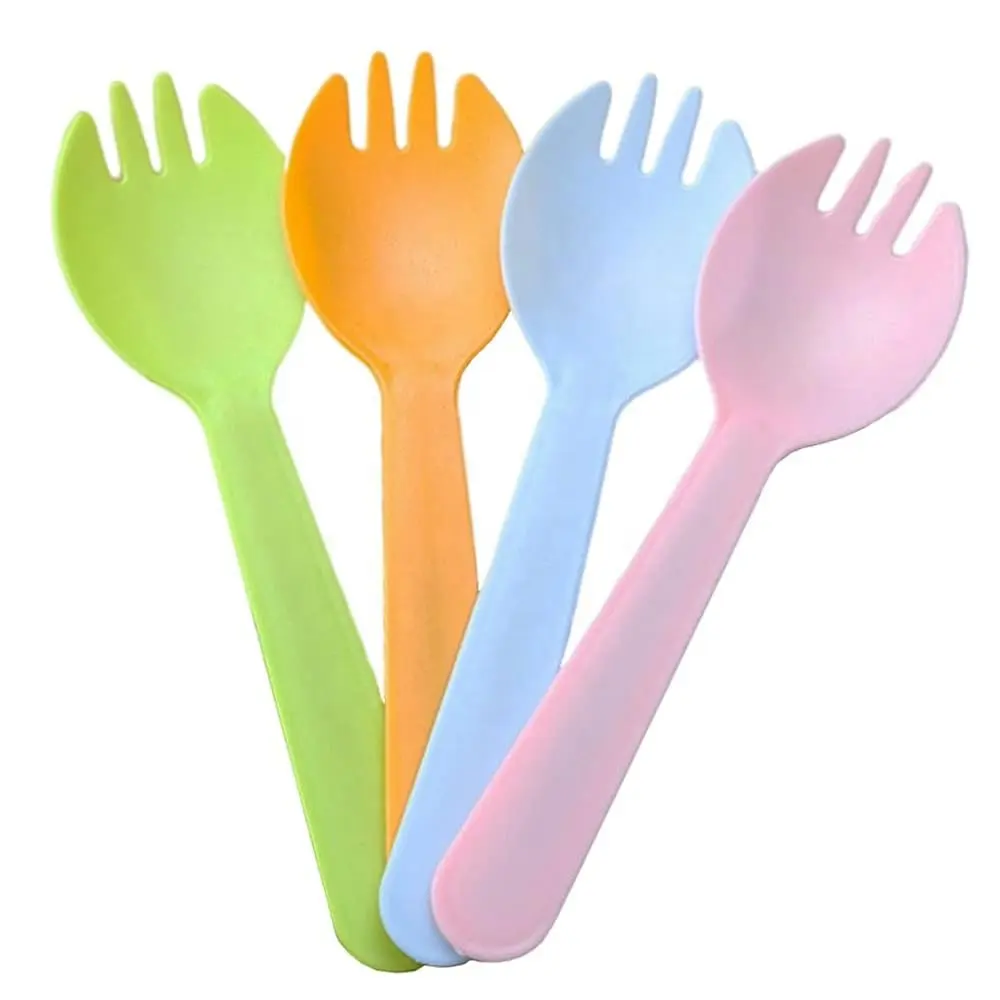 Best Selling Dessert Ice Cream Fruit Cake Fork Custom Spork Biodegradable Mini Cake Spoon