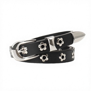 Cinturón Casual Estilo Punk con Flores para Mujer, para Jeans/Pantalones/Vestidos, Hebilla de Aleación con Anillo en D, Cuero Sintético, 1.9 CM de Ancho, 105 CM de Largo - Product Image 3