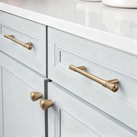 Gagang Emas untuk Furnitur, Kenop Keramik Paduan Seng untuk Lemari, Gagang Pintu Furnitur, Batang Tarik Arsitektural Simetris