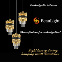 Lustre en cristal de luxe moderne avec suspension pour tables à manger, bars et cuisine, petit modèle suspendu