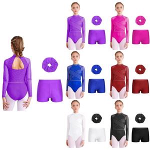 Tenue de gymnastique pour filles de 6 à 16 ans, justaucorps avec shorts, pour entraînement, costumes de danse, spectacles sur scène - Product Image 1
