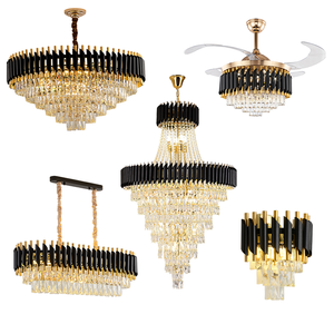 Juego Completo de Lámparas de Cristal para Decoración del Hogar, Estilo Europeo, para Hotel o Apartamento, Nueva Lámpara de Cristal Negra y Dorada con LED <span class=keywords><strong>2022</strong></span> - Product Image 3