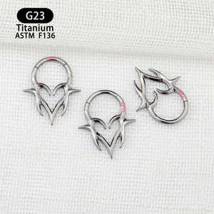 <b>Titanium</b> Heart Shape Septum <b>Ring</b> 8mm G23 ASTM F136 Unisex Body Jewelry - Product Image 3